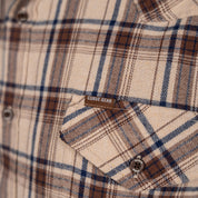Drill Flannel Long Sleeve Shirt Stone & Brown Check