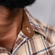 Drill Flannel Long Sleeve Shirt Stone & Brown Check