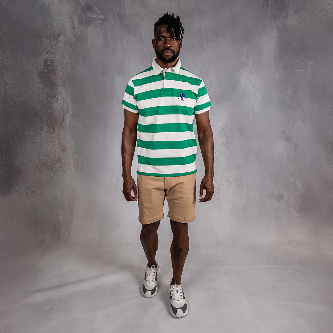 Elite Rugby Polo Bright Green & Off White