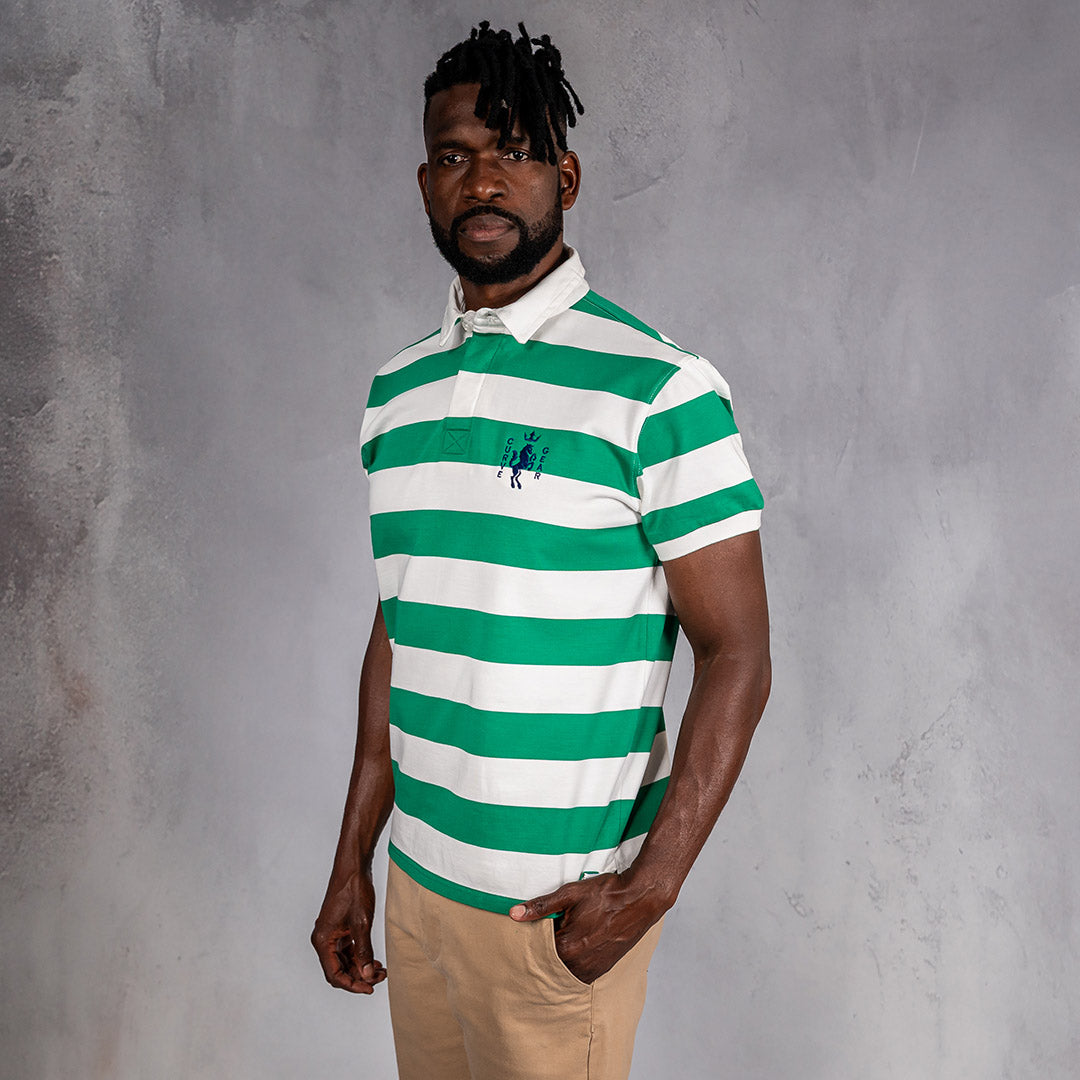 Elite Rugby Polo Bright Green & Off White