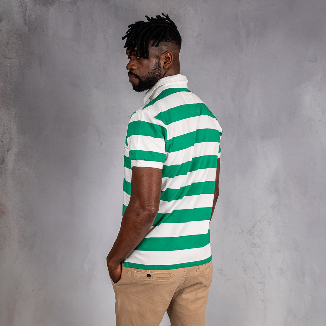 Elite Rugby Polo Bright Green & Off White