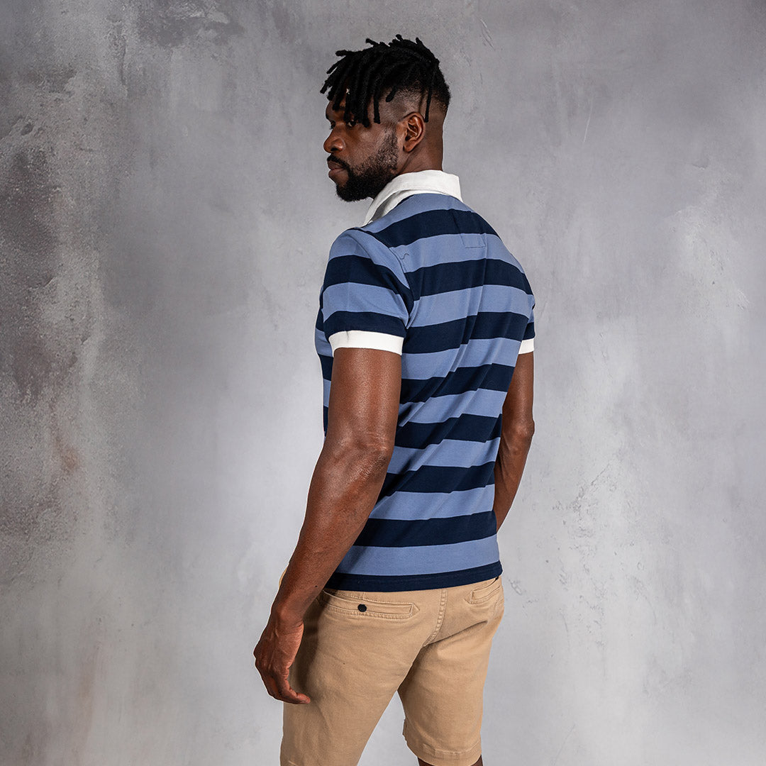 Elite Rugby Polo Navy & Denim Blue