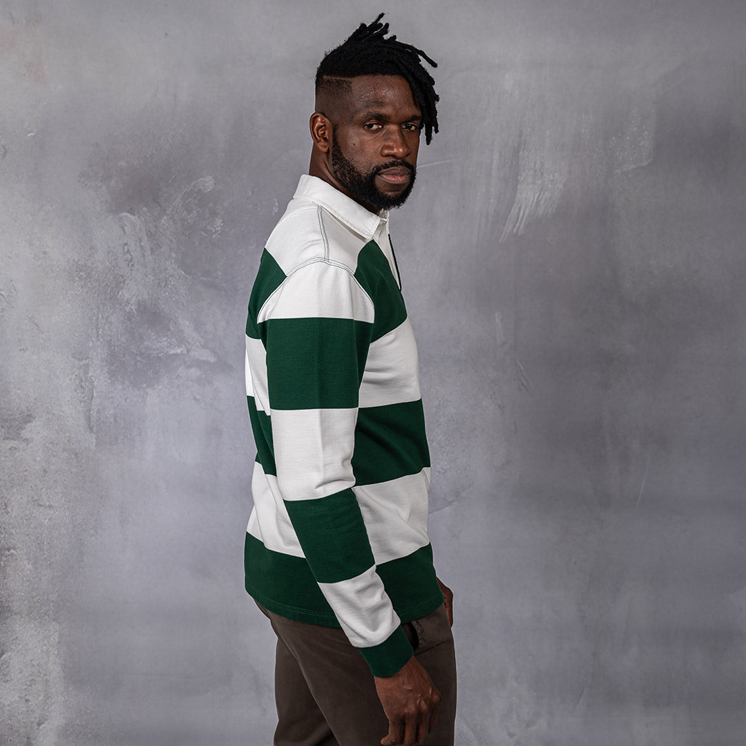 Hero Rugby Polo Shirt Bottle Green & Off White