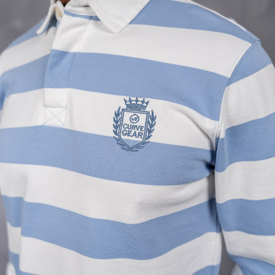 Hero Rugby Polo Light Blue & Off White
