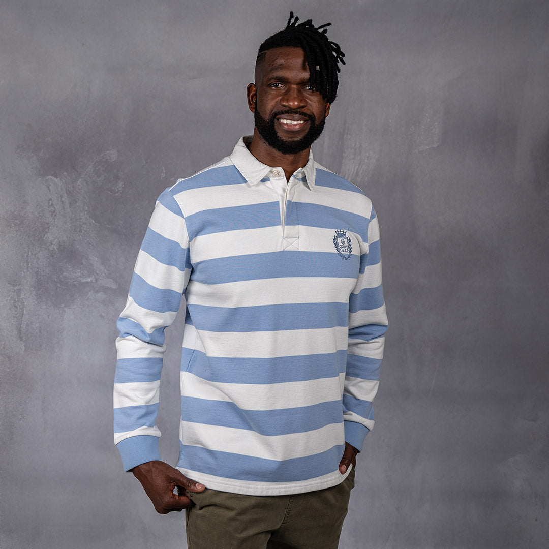 Hero Rugby Polo Light Blue & Off White