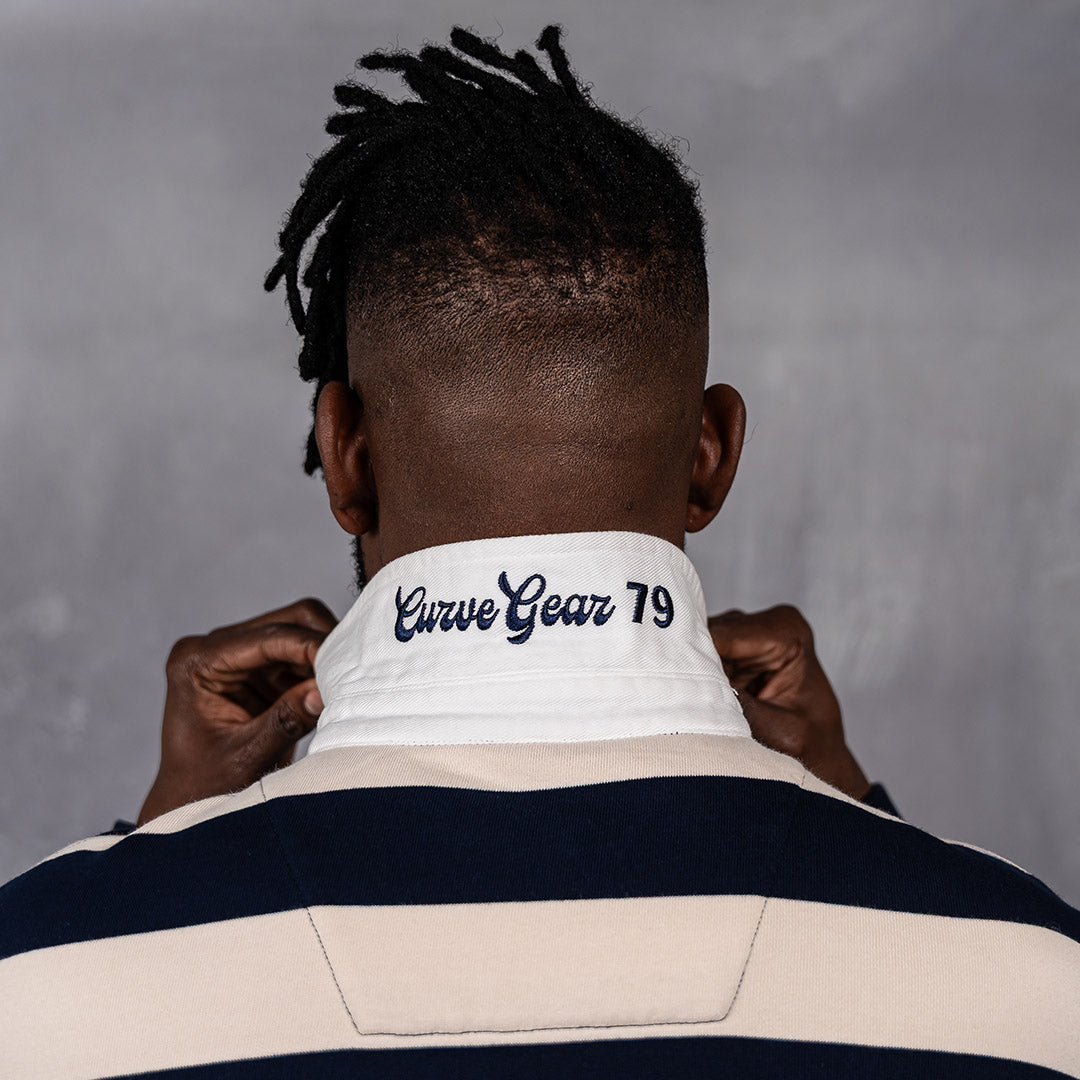 Hero Rugby Polo Navy & Cream Stripe