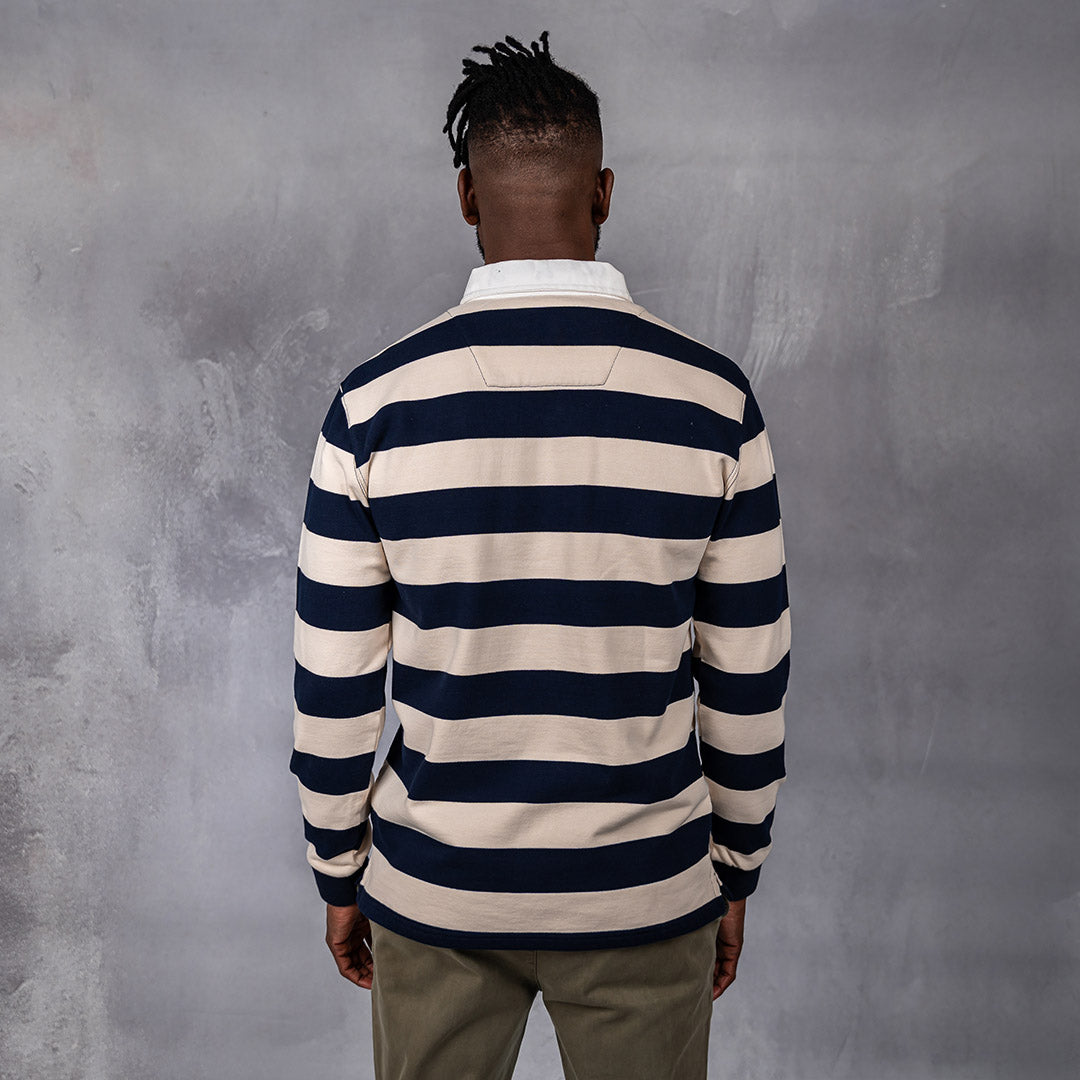 Hero Rugby Polo Navy & Cream Stripe
