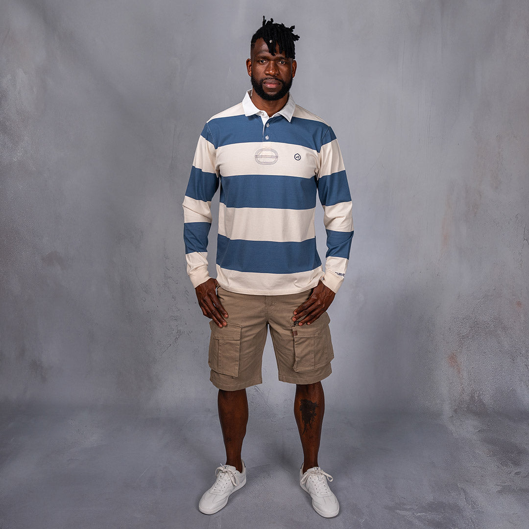 Lite Rugby Jersey Blue & Cream Stripe
