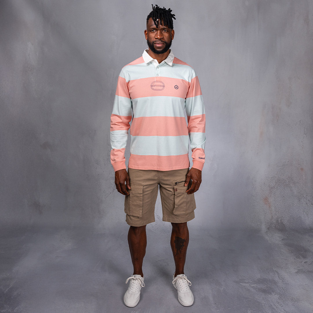 Lite Rugby Jersey Peach & Mint Stripe