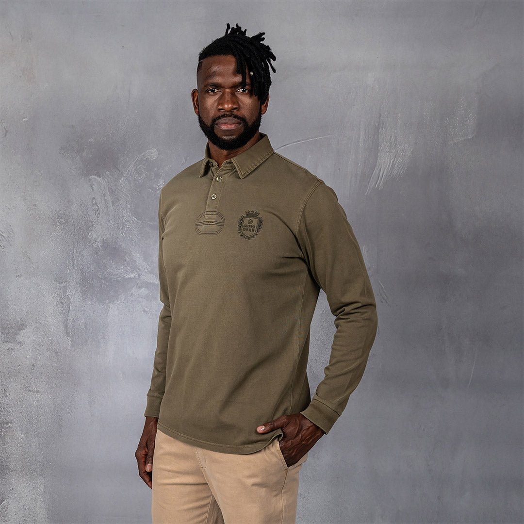 Overdyed Rugby Polo Olive