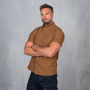 Platinum Cotton Short Sleeve Shirt Khaki Brown