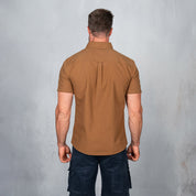 Platinum Cotton Short Sleeve Shirt Khaki Brown
