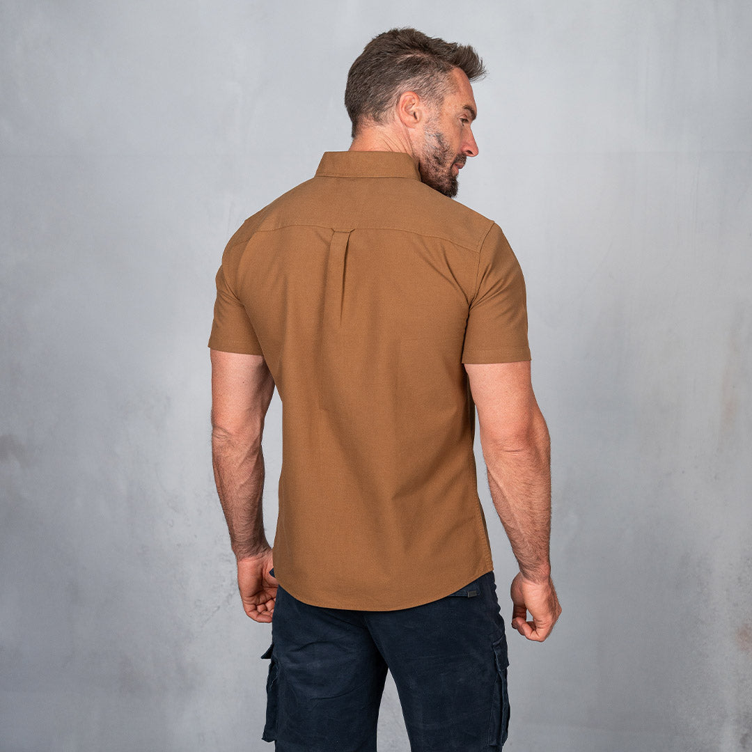 Platinum Cotton Short Sleeve Shirt Khaki Brown