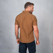 Platinum Cotton Short Sleeve Shirt Khaki Brown