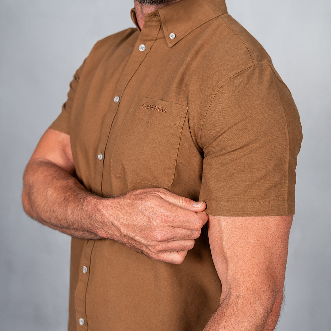 Platinum Cotton Short Sleeve Shirt Khaki Brown