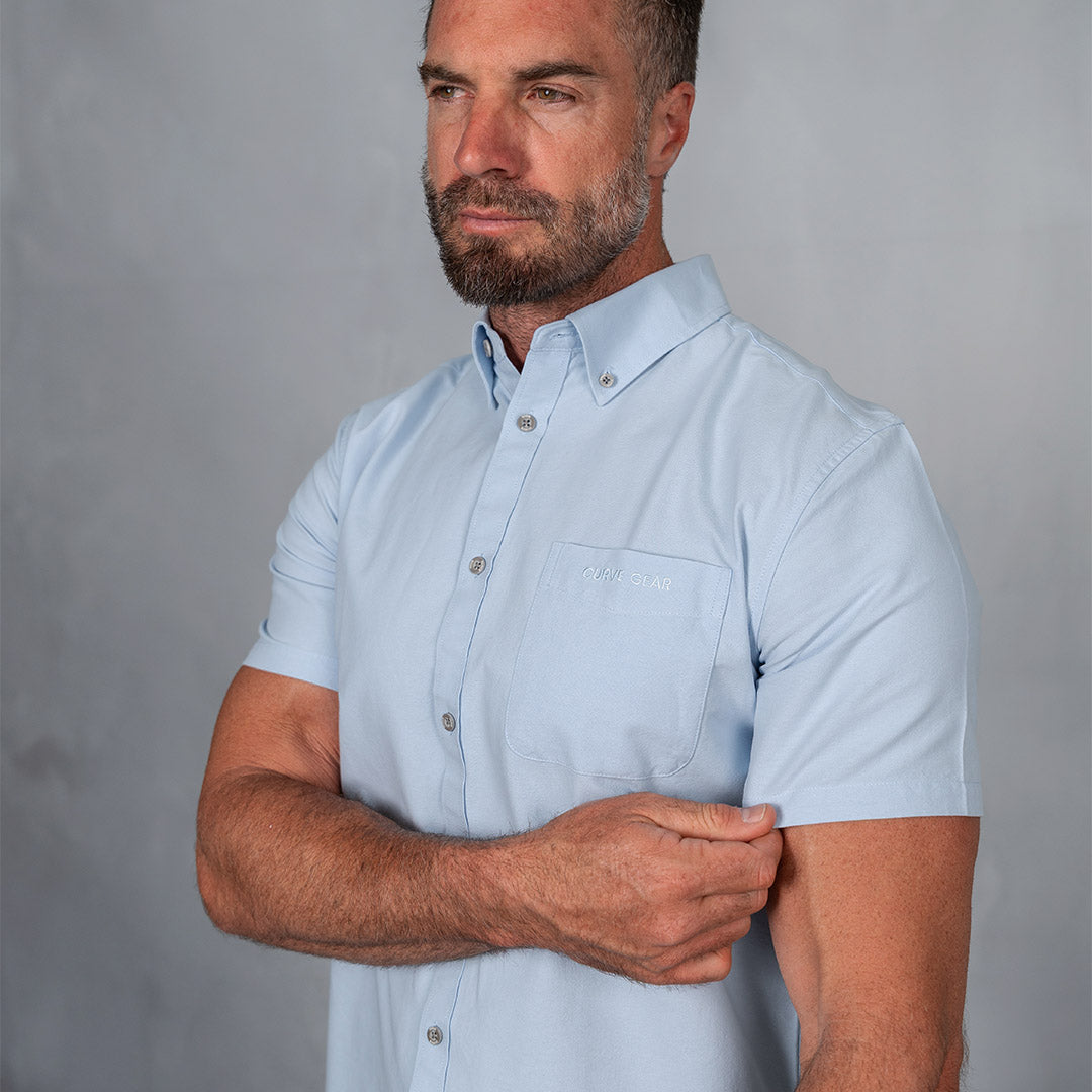 Platinum Cotton Short Sleeve Shirt Light Blue
