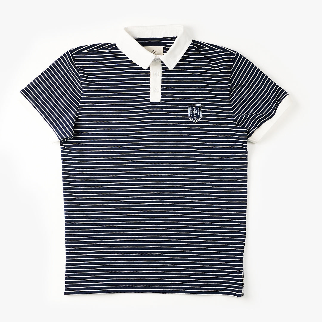 Elite Rugby Polo Navy & White Stripe