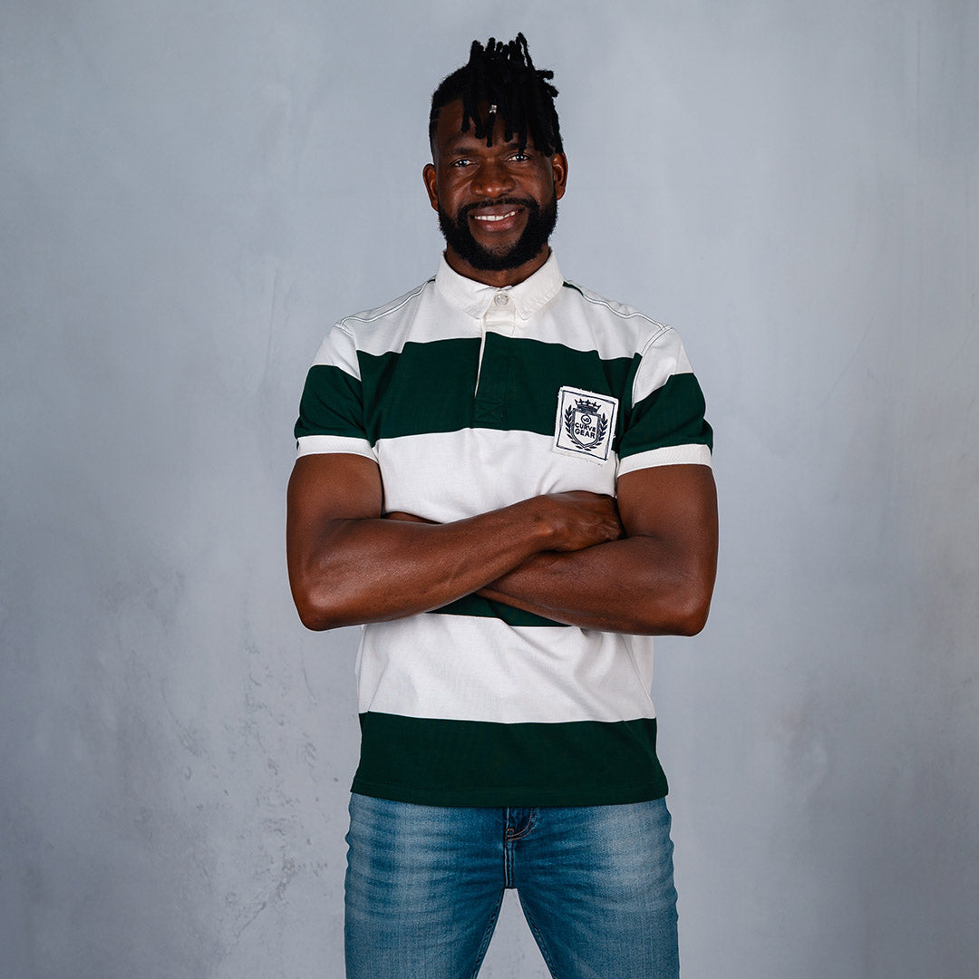 Elite Rugby Polo Bottle Green & Off White