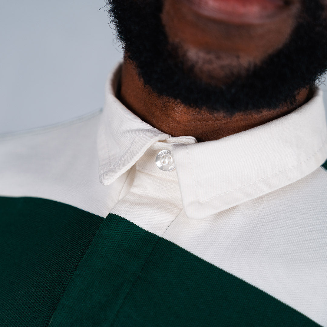 Elite Rugby Polo Bottle Green & Off White