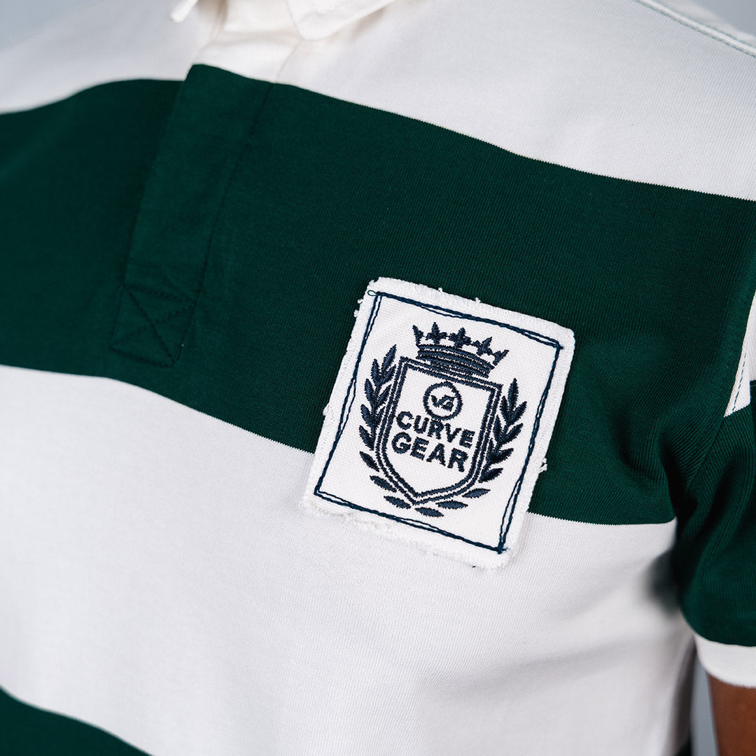 Elite Rugby Polo Bottle Green & Off White