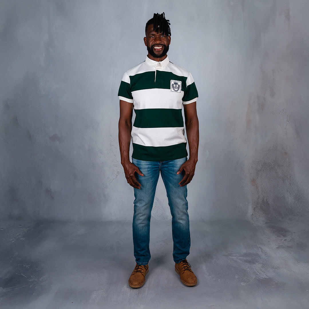 Elite Rugby Polo Bottle Green & Off White