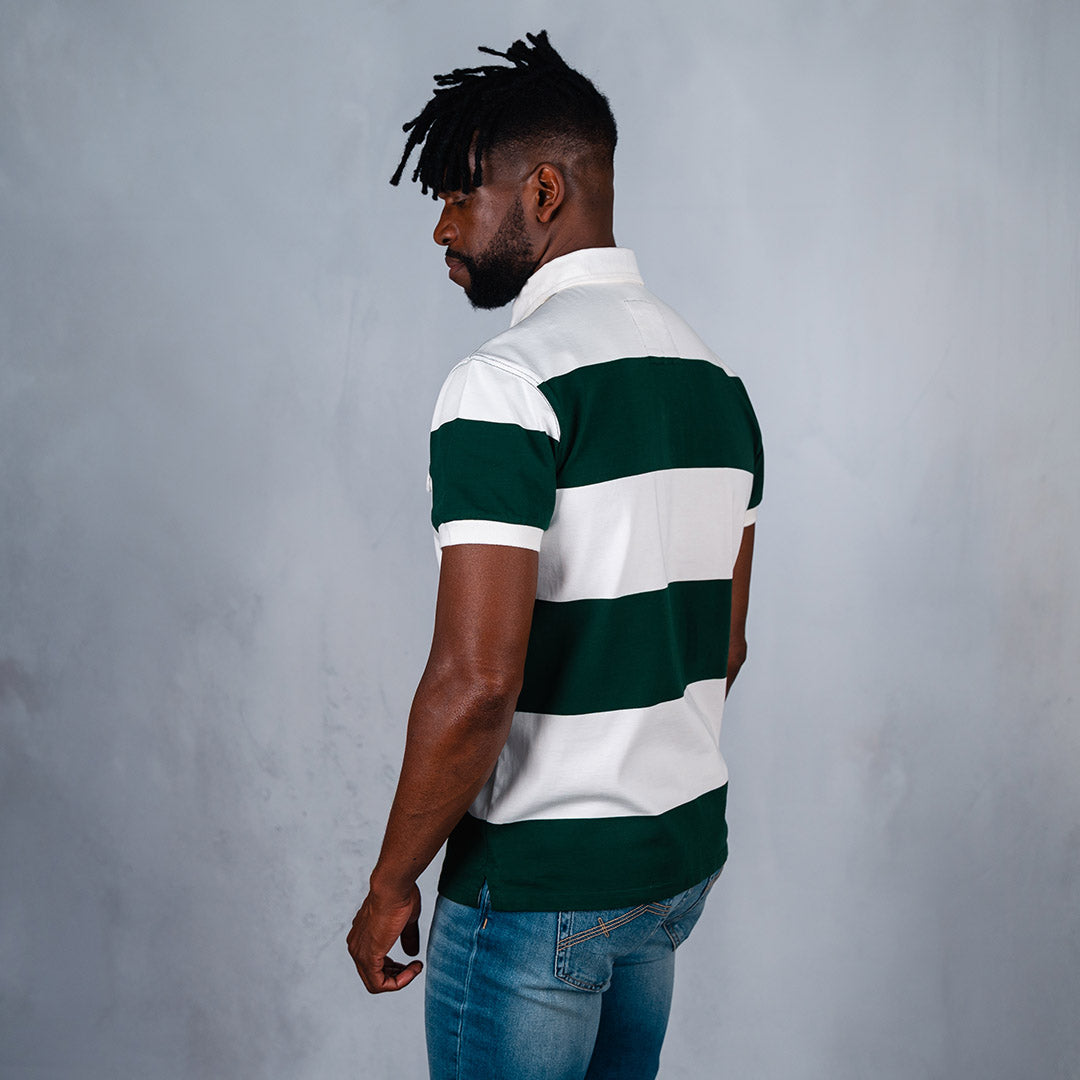 Elite Rugby Polo Bottle Green & Off White