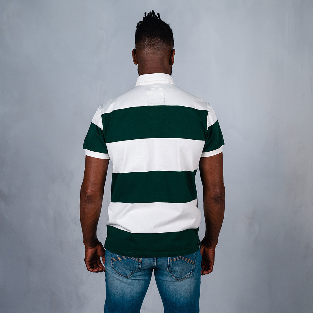 Elite Rugby Polo Bottle Green & Off White