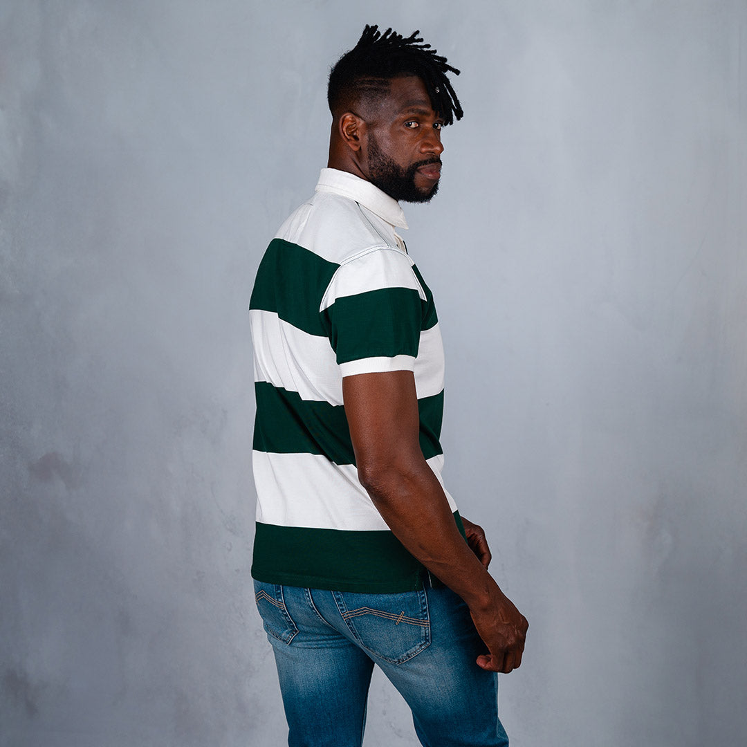 Elite Rugby Polo Bottle Green & Off White