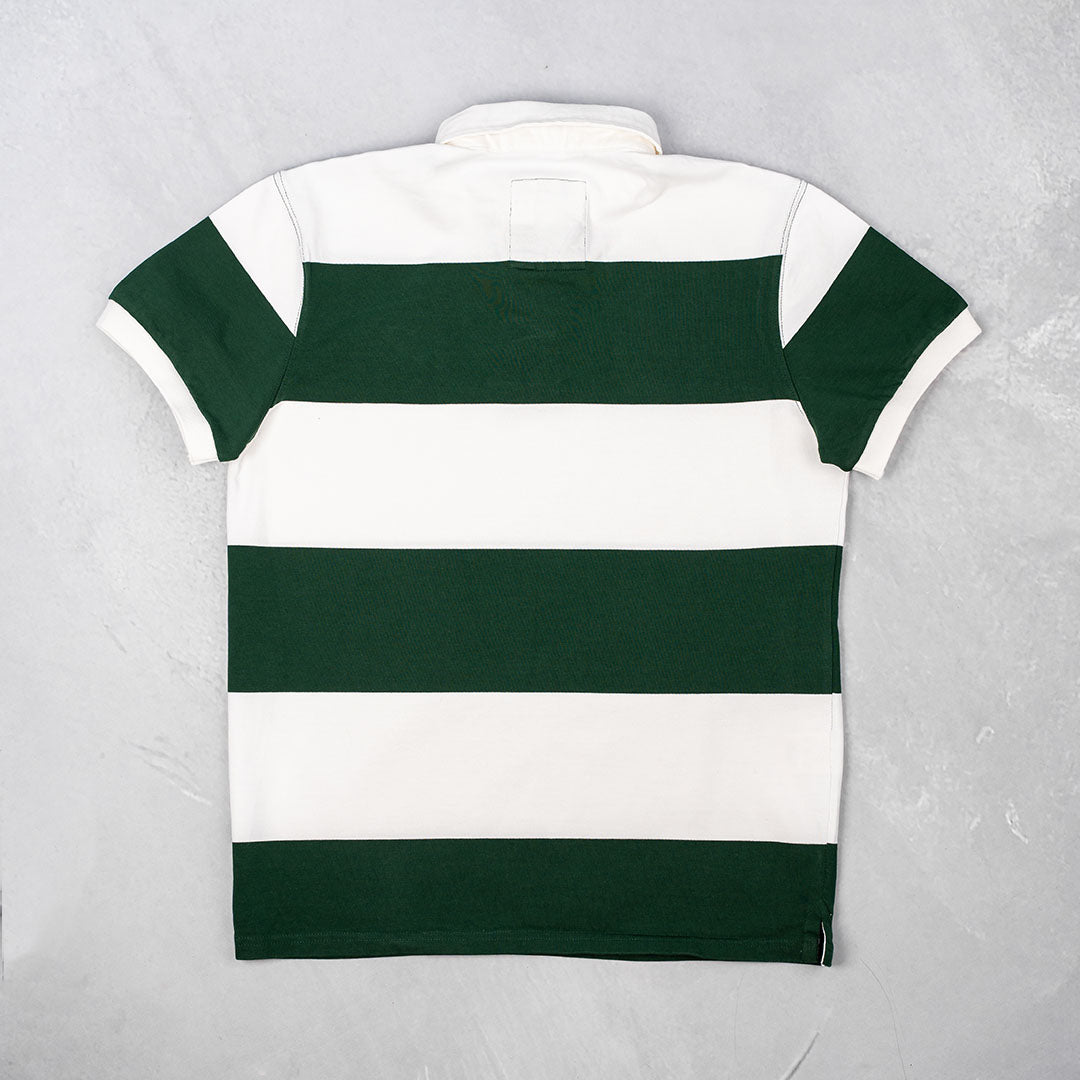 Elite Rugby Polo Bottle Green & Off White