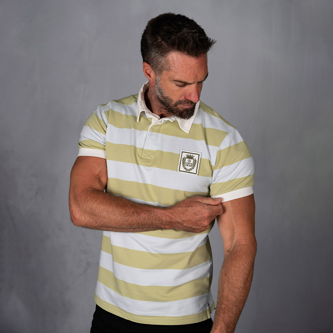 Elite Rugby Polo Cloud Blue & Ginger Green