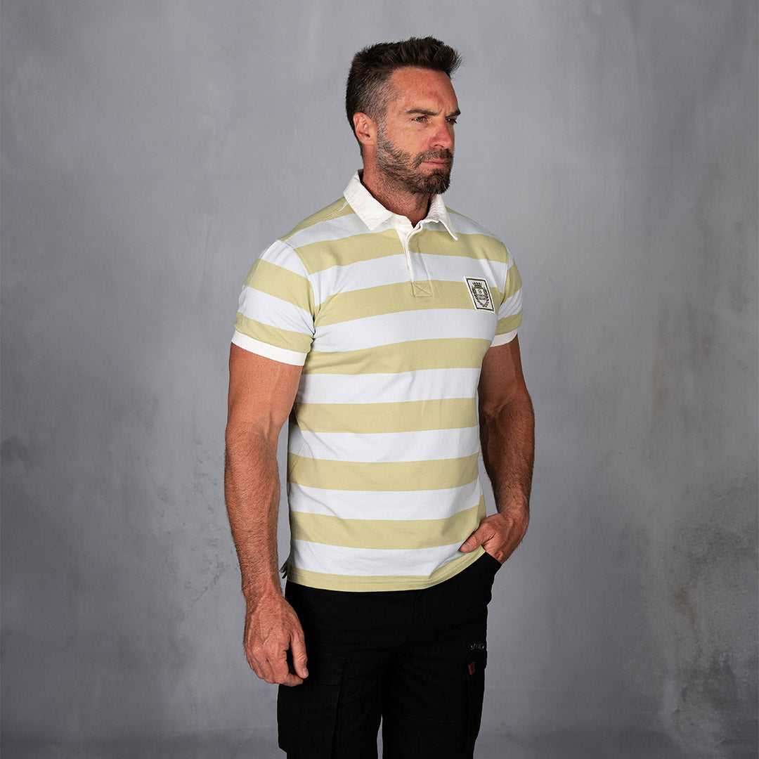 Elite Rugby Polo Cloud Blue & Ginger Green