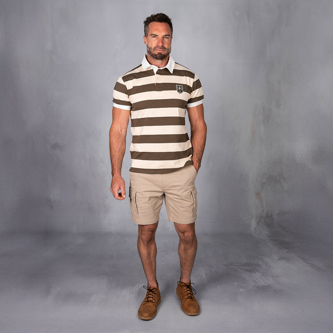 Elite Rugby Polo Dark Olive & Cream