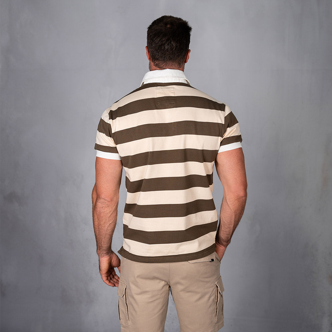 Elite Rugby Polo Dark Olive & Cream