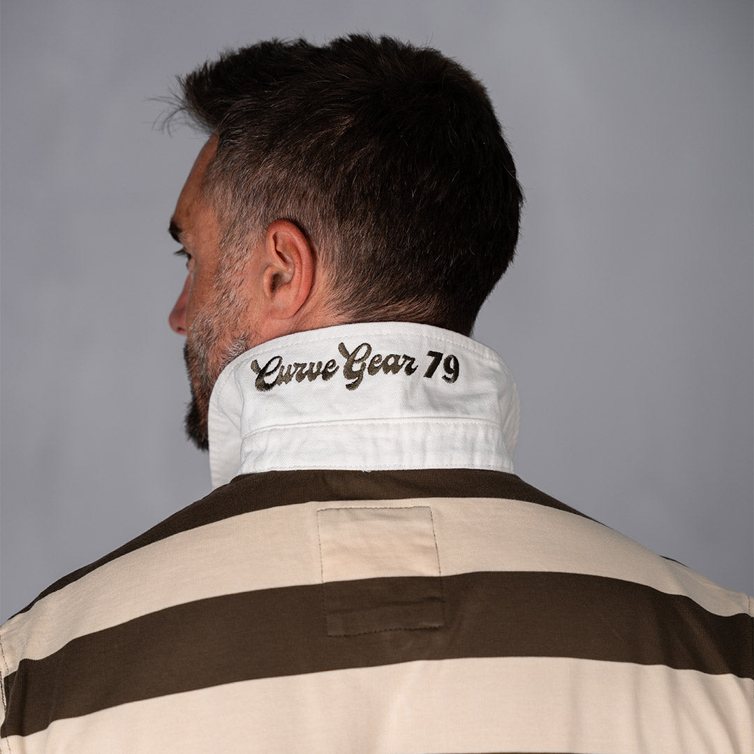 Elite Rugby Polo Dark Olive & Cream