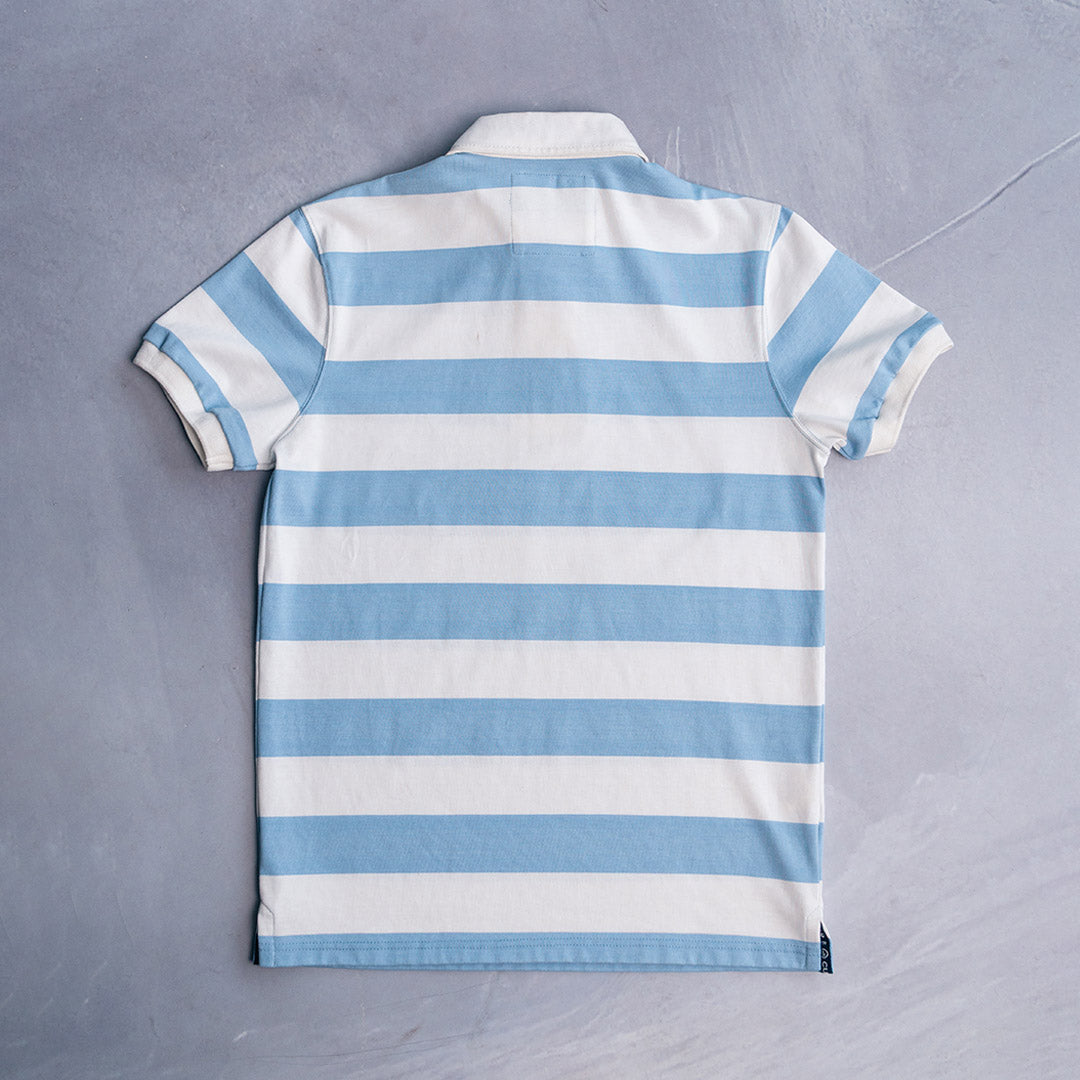 Elite Rugby Polo Light Blue & Off White