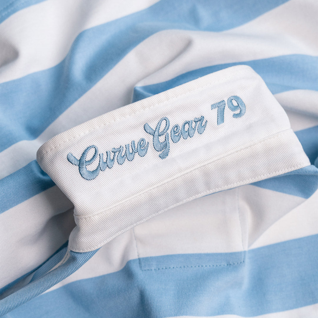 Elite Rugby Polo Light Blue & Off White