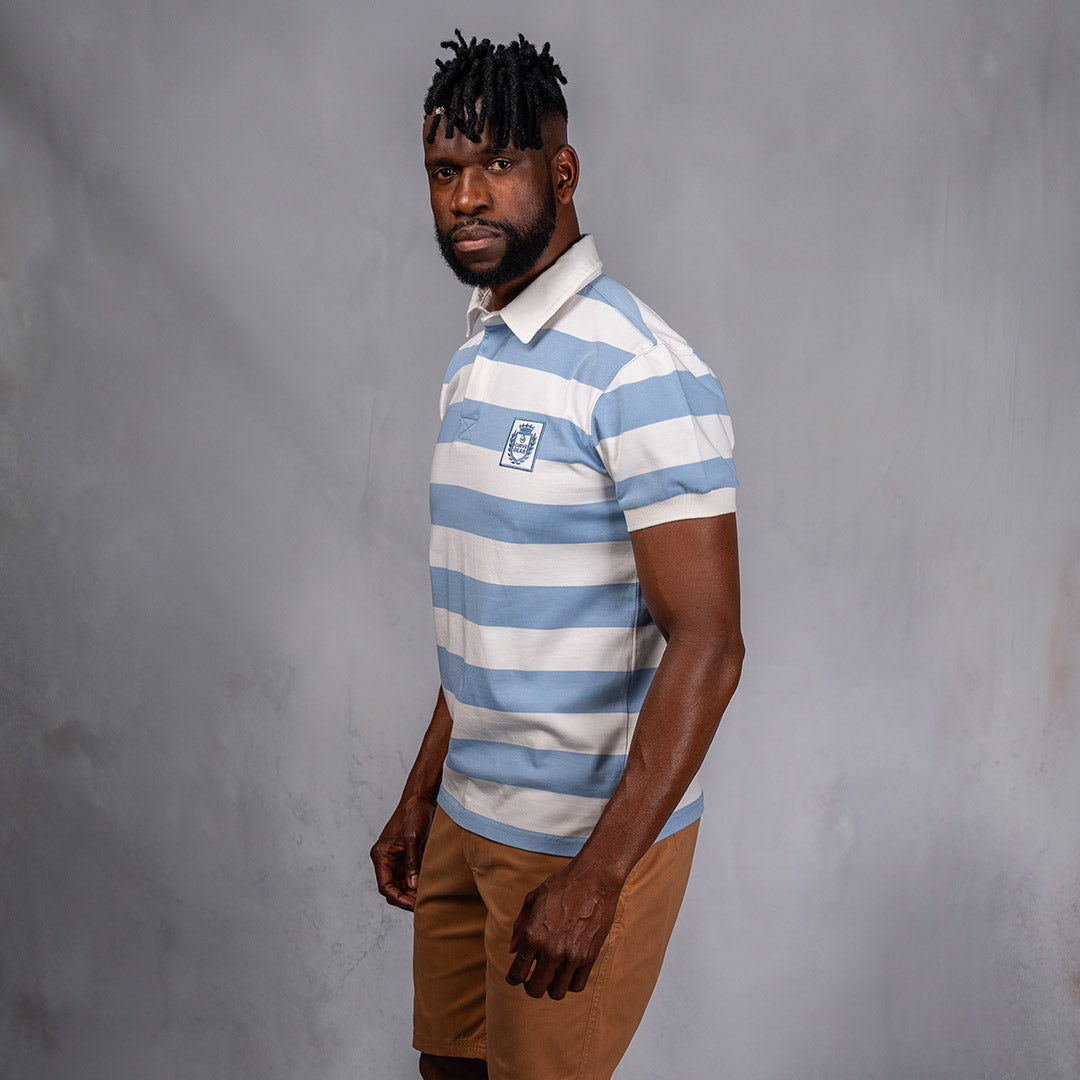Elite Rugby Polo Light Blue & Off White