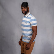Elite Rugby Polo Light Blue & Off White