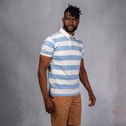 Elite Rugby Polo Light Blue & Off White