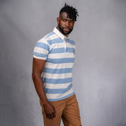 Elite Rugby Polo Light Blue & Off White