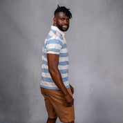 Elite Rugby Polo Light Blue & Off White