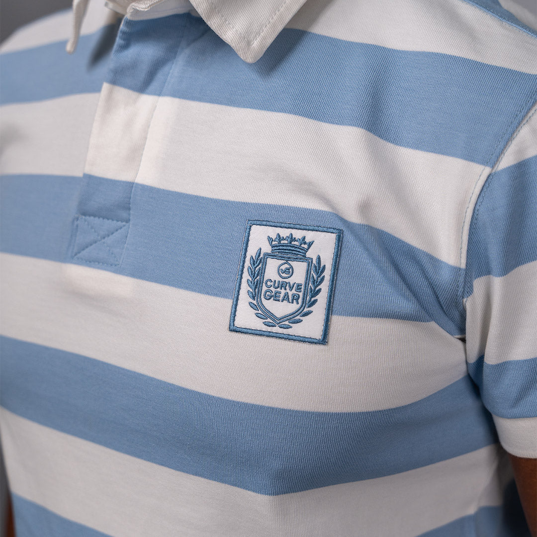 Elite Rugby Polo Light Blue & Off White