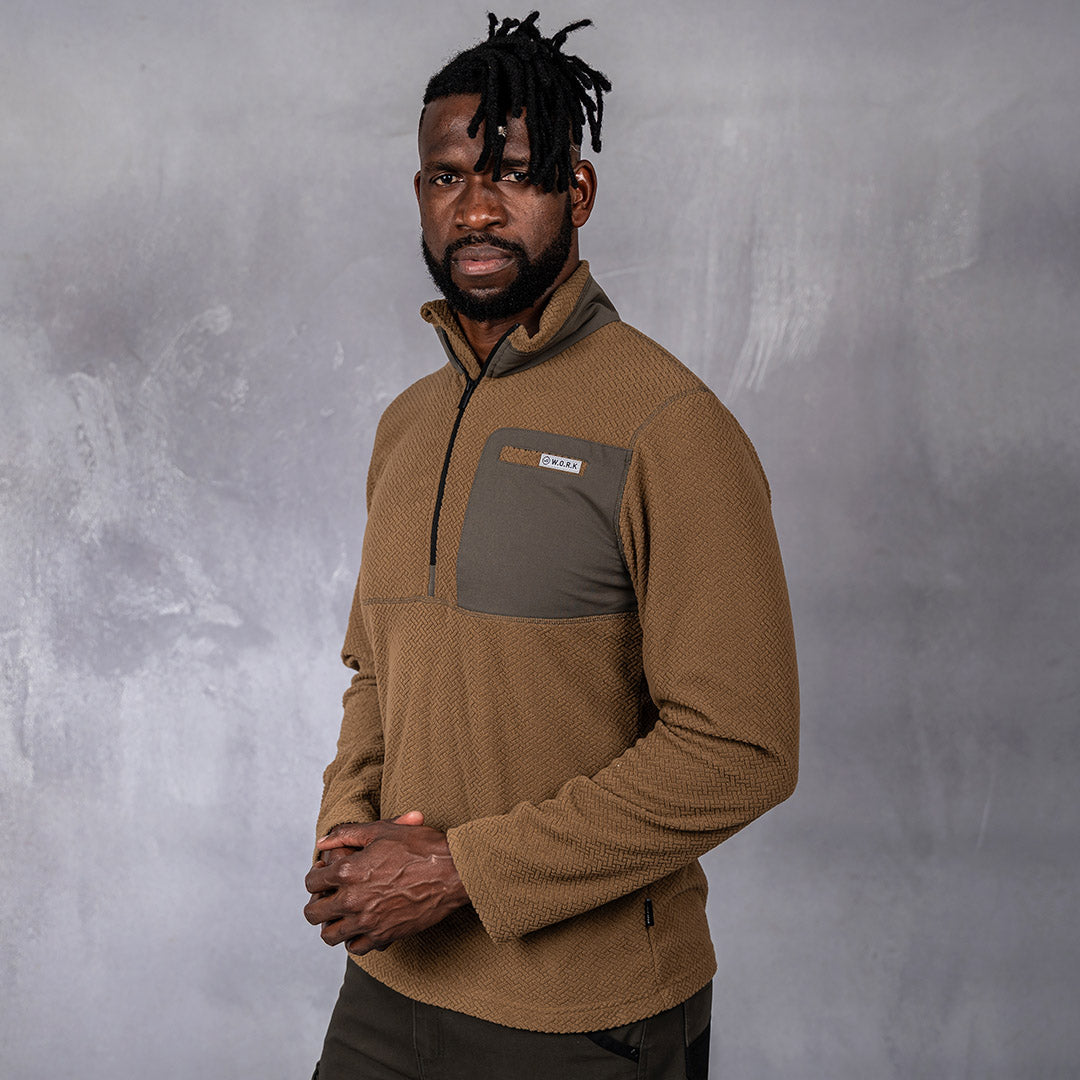 W.O.R.K 1/4 Zip Fleece Brown