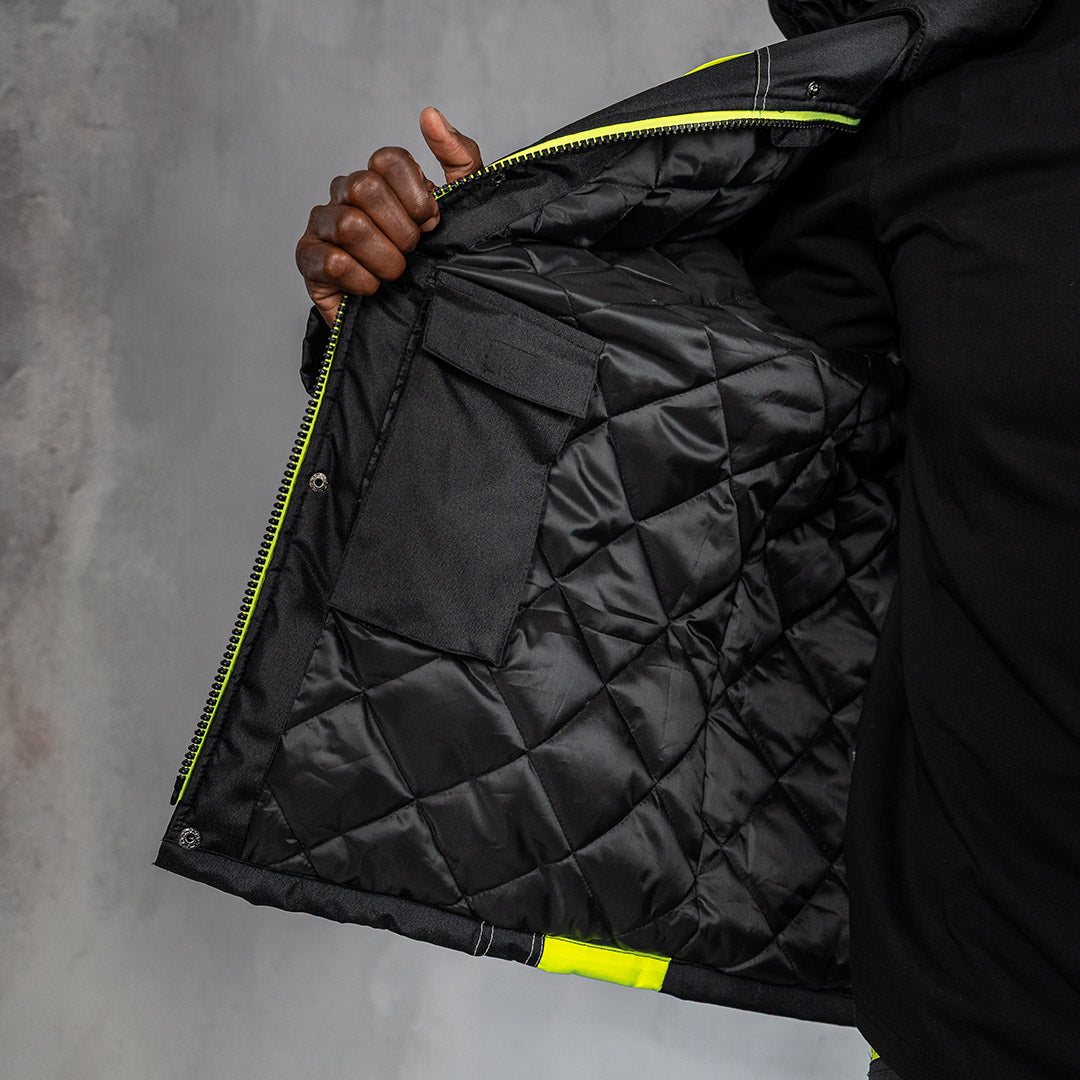 W.O.R.K High Vis Padded Jacket Yellow & Black
