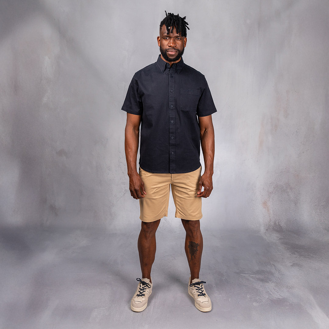 W.O.R.K Cotton Stretch S/Sleeve Shirt Navy