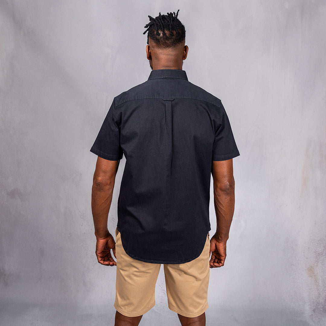 W.O.R.K Cotton Stretch S/Sleeve Shirt Navy