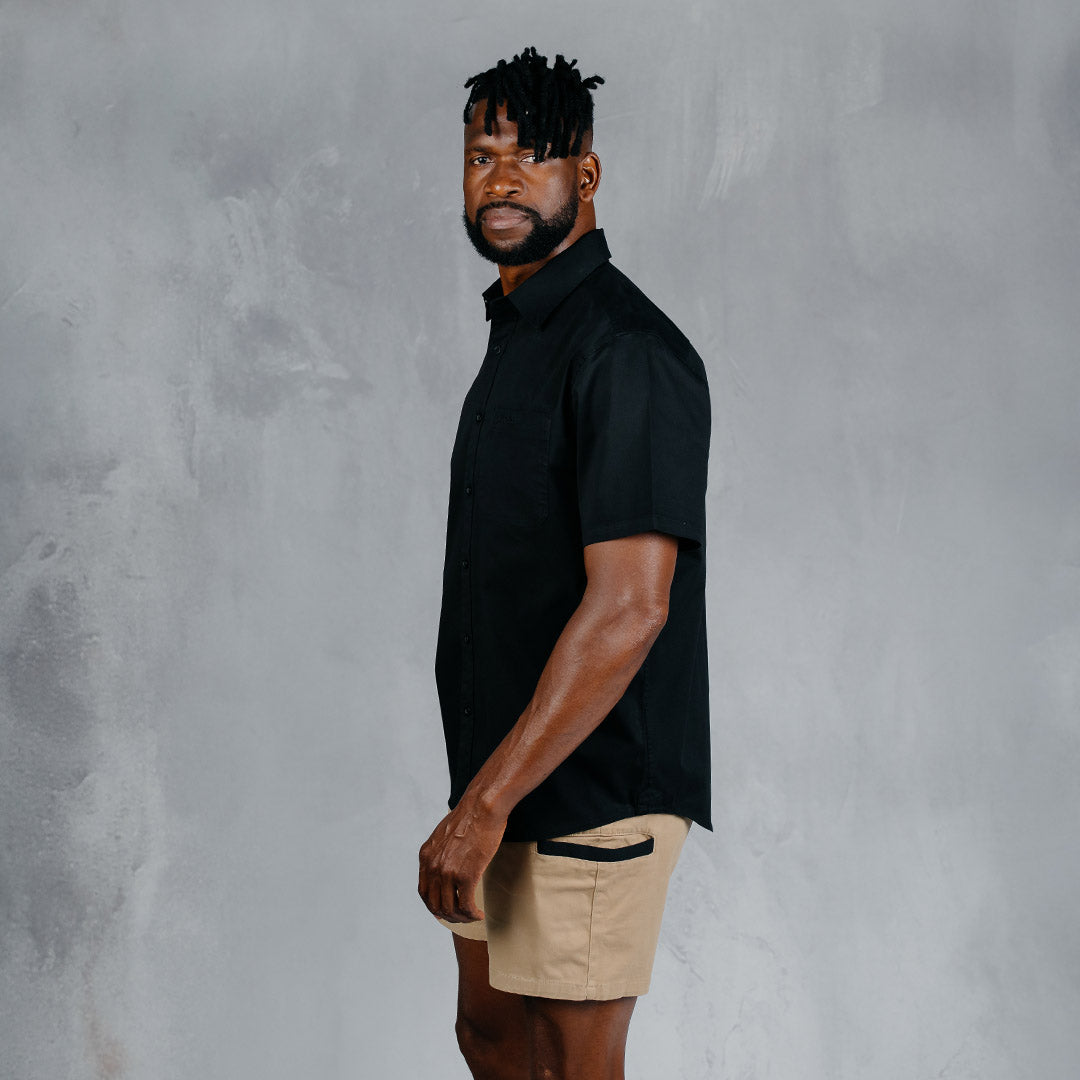 W.O.R.K Cotton Stretch S/Sleeve Shirt Black