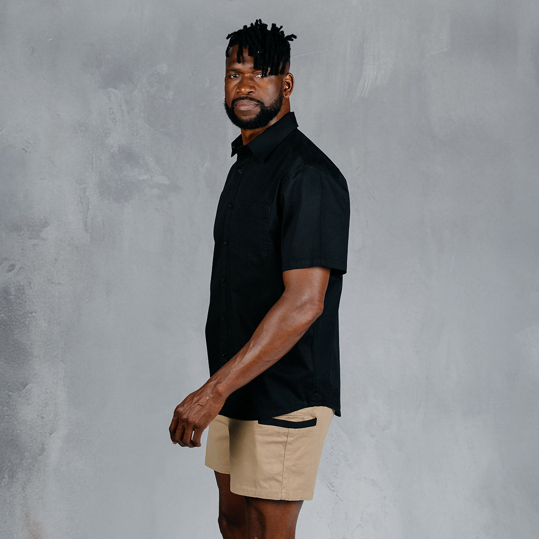 W.O.R.K Cotton Stretch S/Sleeve Shirt Black