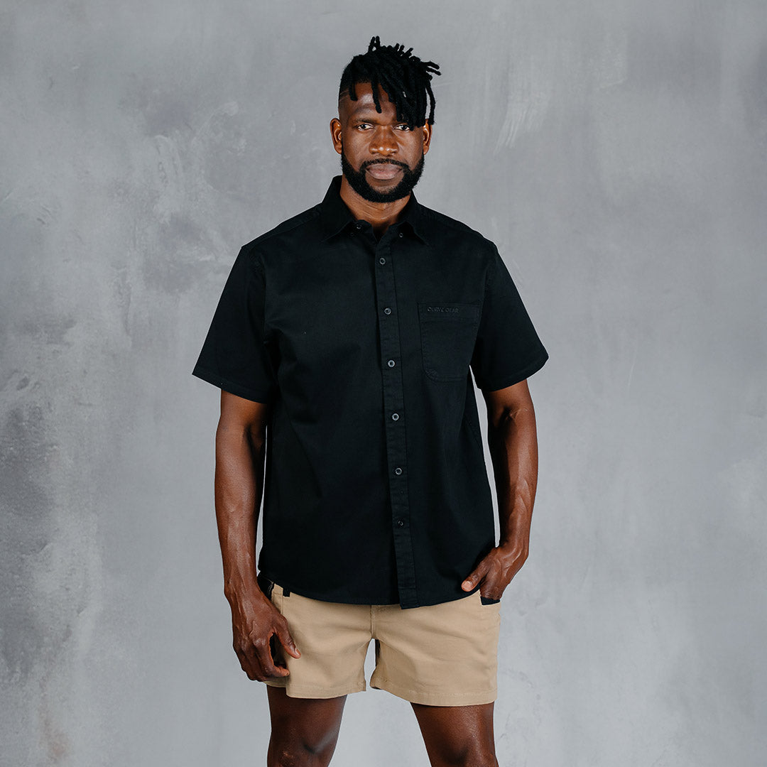 W.O.R.K Cotton Stretch S/Sleeve Shirt Black