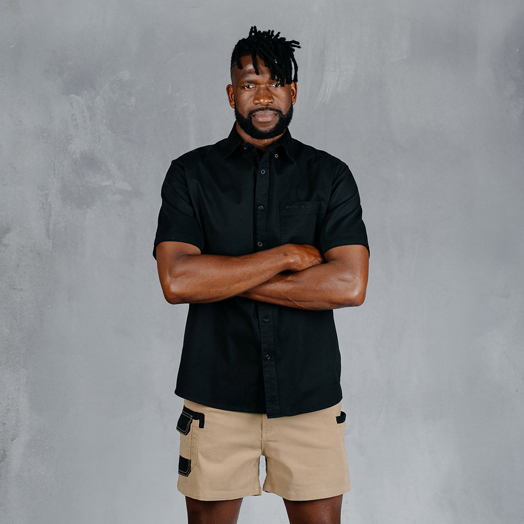 W.O.R.K Cotton Stretch S/Sleeve Shirt Black